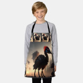 「テクノ羽：未来的なEmuロボット」 エプロン (着用した状態)