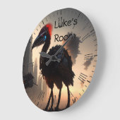 「テクノ羽：未来的なEmuロボット」 ラージ壁時計 (傾斜)