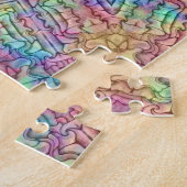 テクノ色のヴィンテージのフラクタルの万華鏡のように千変万化するパターン ジグソーパズル (側面)