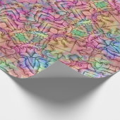 テクノ色のヴィンテージのフラクタルの万華鏡のように千変万化するパターン ラッピングペーパー (角)