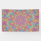 テクノ色のヴィンテージのフラクタルの万華鏡のように千変万化するパターン 横断幕 (横)