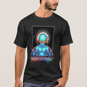 テクノ音楽サイケデリックエイリアンハウスDJフェスティバル Tシャツ