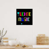 テクノ音楽ハート ポスター (キッチン)