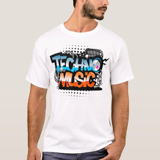 テクノ音楽ワイシャツ Tシャツ (正面)