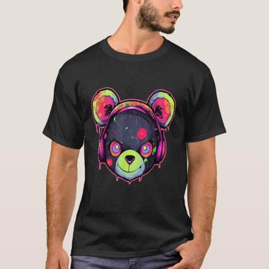 テクノDJベアトリップ(幻覚体験)のようなEDMサマーフェスティバル Tシャツ (正面)
