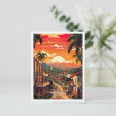 テグシガルパホンジュラスヴィンテージトラベルイラストレーション ポストカード (スタンド正面)