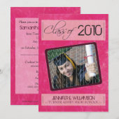 テグランジクスチャの卒業発表（ホットピンク） 招待状 (正面/裏面)