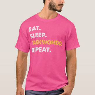 テコおもしろいウォンドアパレル食べ睡眠テコウォンドリピート Tシャツ