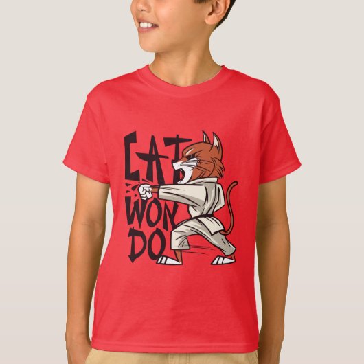 テコンおもしろいド猫黒帯 Tシャツ (正面)