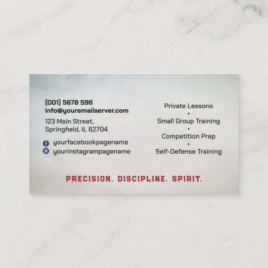 テコンドコーチ – テゲクとハングルのシンボル 名刺 (裏面)