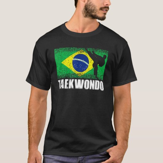テコンドスポーツレトロブラジル国旗ブラジル国旗 Tシャツ (正面)
