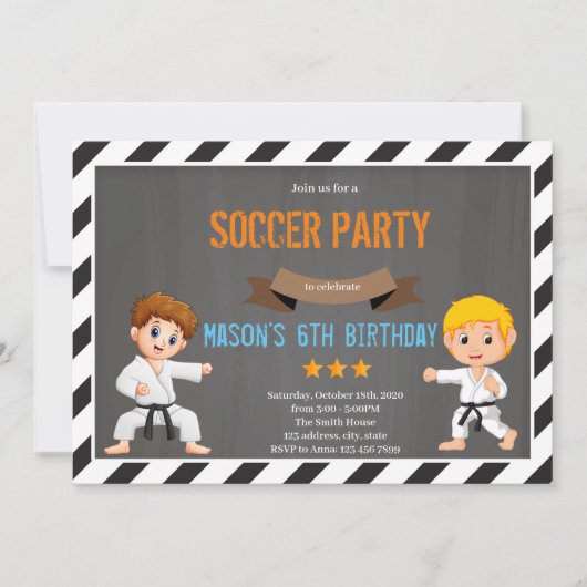 テコンドブラックベルトテーマ招待状 招待状 (正面)