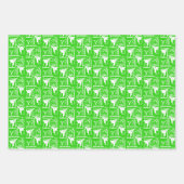 テコンドーかわいい赤い緑のシルバーホワイトガーリー ラッピングペーパーシート (正面3)