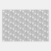 テコンドーかわいい赤い緑のシルバーホワイトガーリー ラッピングペーパーシート (正面2)