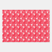 テコンドーかわいい赤い緑のシルバーホワイトガーリー ラッピングペーパーシート (正面)