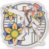 テコンドーのコンビ - 団結力と規律 シール (正面)
