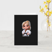 テコンドーのスポーツステッカーのかわいい女の子 カード (黄色い花)