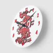 テコンドーのドラゴン ラウンド壁時計 (傾斜)
