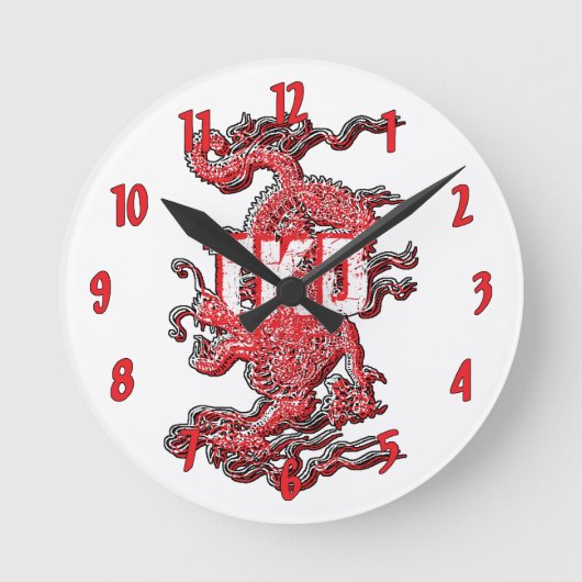 テコンドーのドラゴン ラウンド壁時計 (正面)