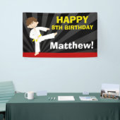 テコンドーの空手の黄色ベルトの男の子の誕生日 横断幕 (トレードショー)