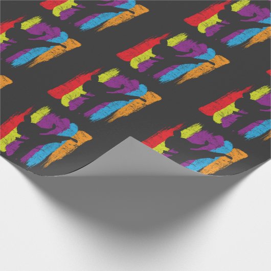 テコンドーはシルエットの空手の戦闘機のギフトにベルトを付けます ラッピングペーパー (角)