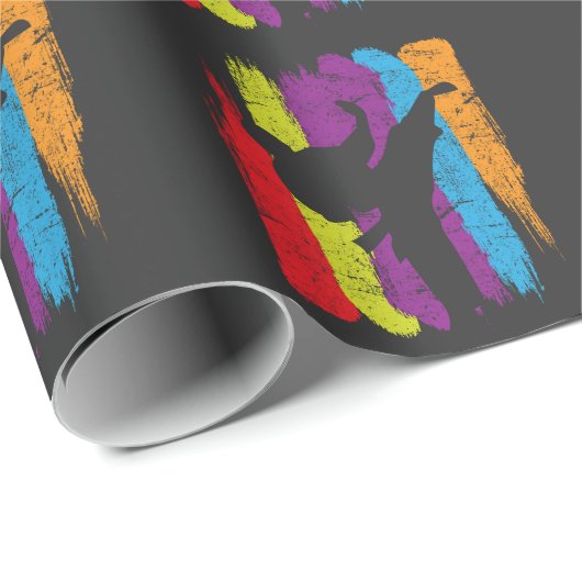 テコンドーはシルエットの空手の戦闘機のギフトにベルトを付けます ラッピングペーパー (ロールコーナー)