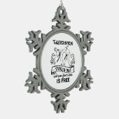 テコンドーは私に触れ、あなたの最初レッスンは自由です スノーフレークピューターオーナメント (左)