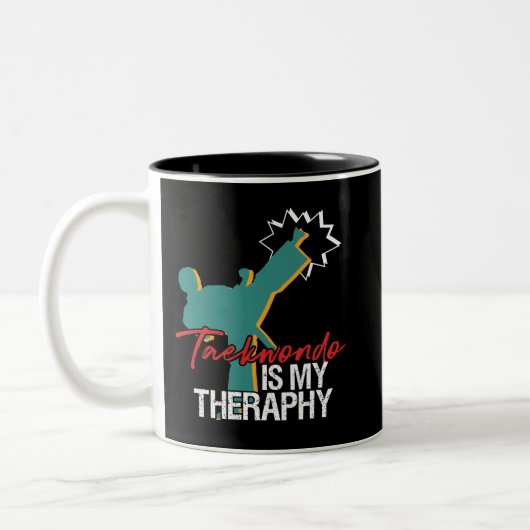 テコンドーは私のセラピーブラックベルト武術芸術 ツートーンマグカップ (左)