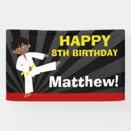 テコンドーアフリカ系アメリカ人の黄色いベルトの誕生日 横断幕