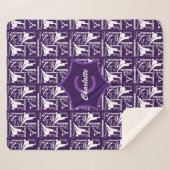 テコンドーカワイトパープルホワガーリーイトモノグラムの シェルパブランケット (正面(横))