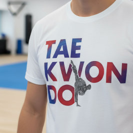 テコンドータイポグラフィーデザイン ハイキックシルエット Tシャツ
