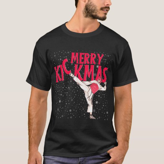 テコンドーメリーキックマス、メリークリスマスプレゼント Tシャツ (正面)