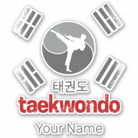 テコンドーレトロ韓国国旗武術芸術ヴィンテージ シール (正面)
