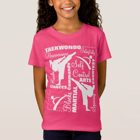 テコンドー武術アーツ用語タイポグラフィ Tシャツ (正面)