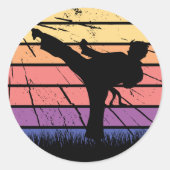 テコンドー武術アートマスターブラックベルトデザイン ラウンドシール (正面)