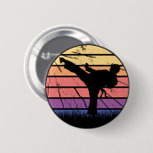 テコンドー武術アートマスターブラックベルトデザイン 缶バッジ (正面&裏面)