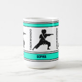 テコンドー誕生日ギフトテコンドガールプレーヤー コーヒーマグカップ (中央)