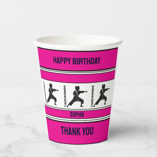テコンドー誕生日ギフトテコンドガールプレーヤー 紙コップ (正面)