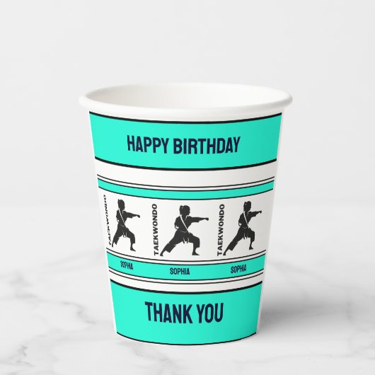 テコンドー誕生日ギフトテコンドガールプレーヤー 紙コップ (正面)