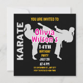 テコンドー誕生日パーティー、テコンドー女子プレーヤー 招待状 (正面)