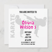 テコンドー誕生日パーティー、テコンドー女子プレーヤー 招待状 (正面)