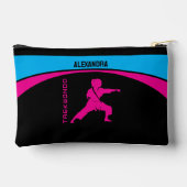 テコンドー選手の女の子，誕生日ギフト，女性空手 アクセサリーポーチ (裏面)