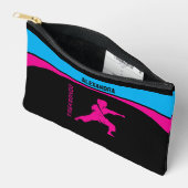 テコンドー選手の女の子，誕生日ギフト，女性空手 アクセサリーポーチ (見開き)