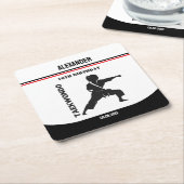 テコンドー選手、誕生日ギフト、チーム空手 スクエアペーパーコースター (アングル)