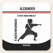 テコンドー選手、誕生日ギフト、チーム空手 スクエアペーパーコースター (正面)