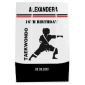 テコンドー選手、誕生日ギフト、チーム空手 ミディアムペーパーバッグ (裏面)