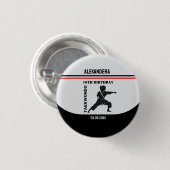 テコンドー選手、誕生日ギフト、チーム空手 缶バッジ (正面&裏面)