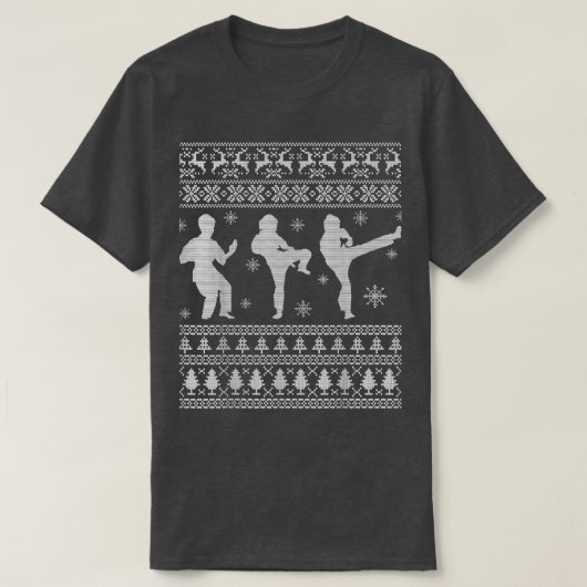テコンドー醜いクリスマスセーター女の子Bのためのギフト Tシャツ (デザイン正面)