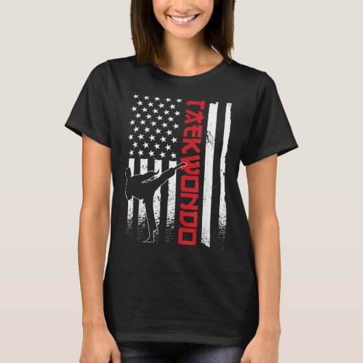 テコンドー アメリカ国旗 テコンドー ファイター 米国旗 Tシャツ (正面)