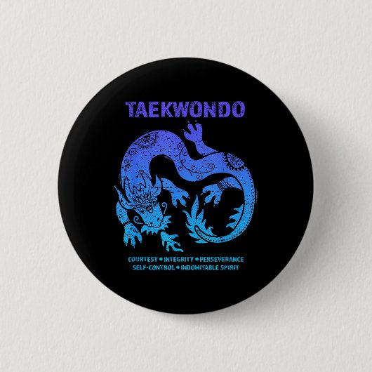 テコンドー TKD 武道 ドラゴンアート 武道 缶バッジ (正面)